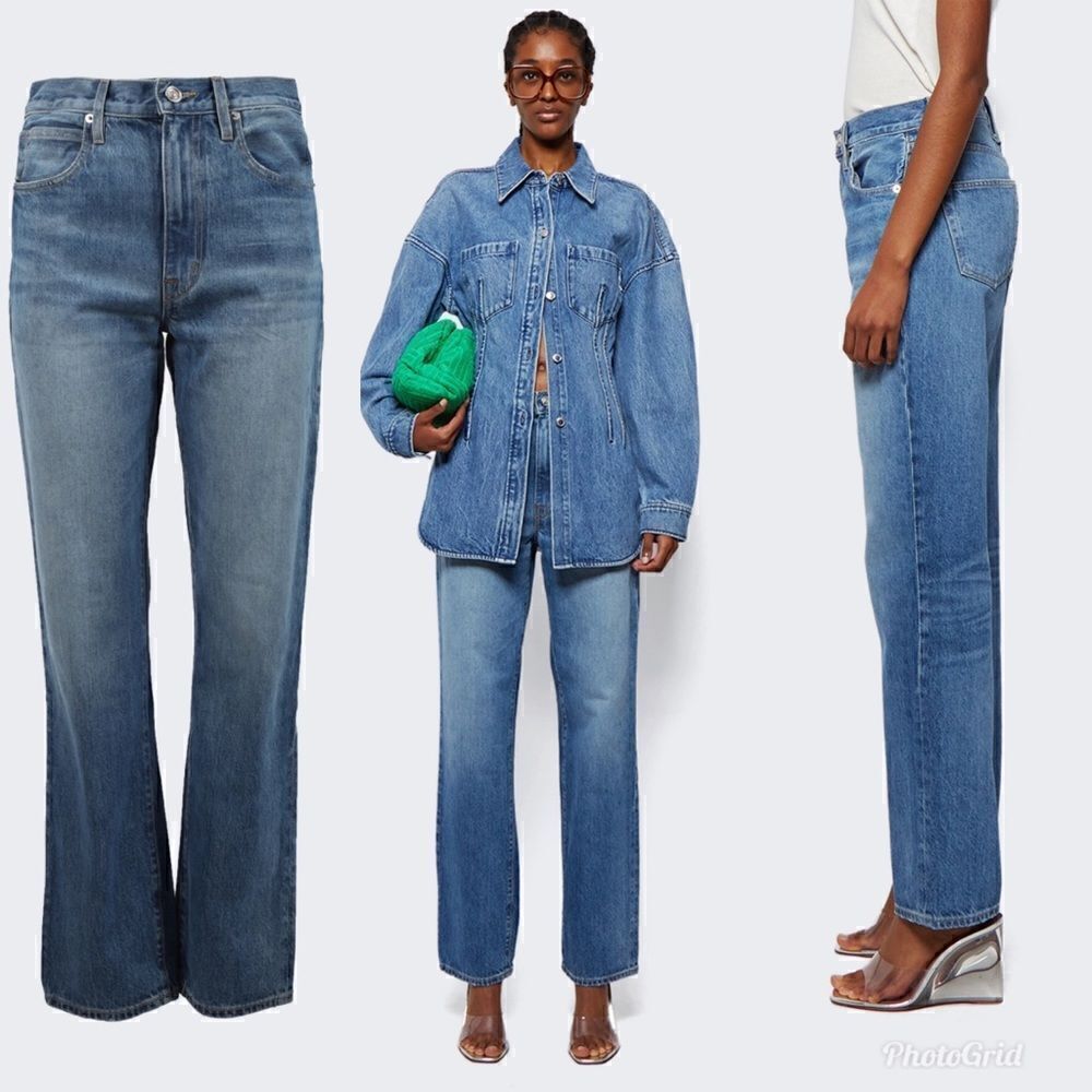 REVOLVE SLVRLAKE LONDON STRAIGHT JEANS PLAYING WITH FIRE BLUE SIZE 32